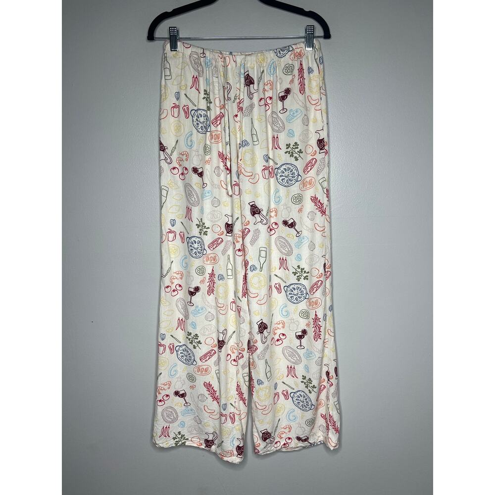 Sincerely Jules Pull On Wide Leg Linen Pants Graphic Print European Summer Sz M